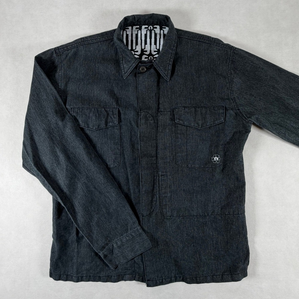 Livity Outernational Mens XL Hemp Blend Chore Jacket Charcoal Gray Y2K Retro
